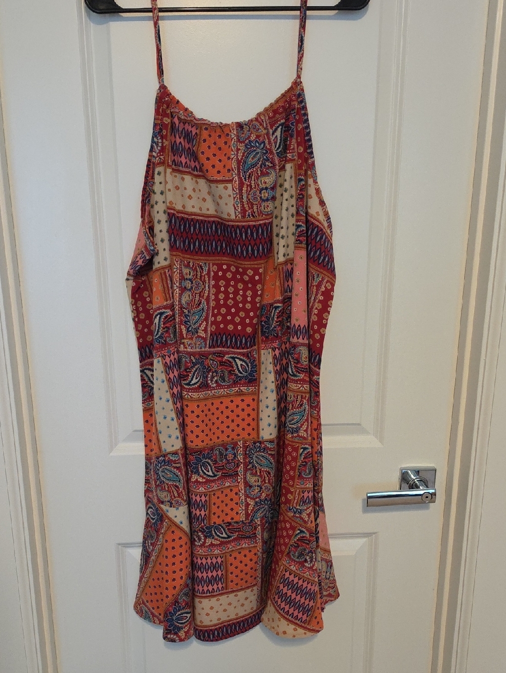 SHEIN Orange Multi Patchwork Print Mini Dress